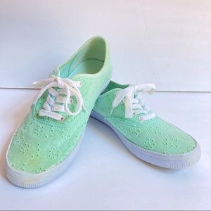 City Sneaker | Mint Green Eyelet Lace up Sneaker